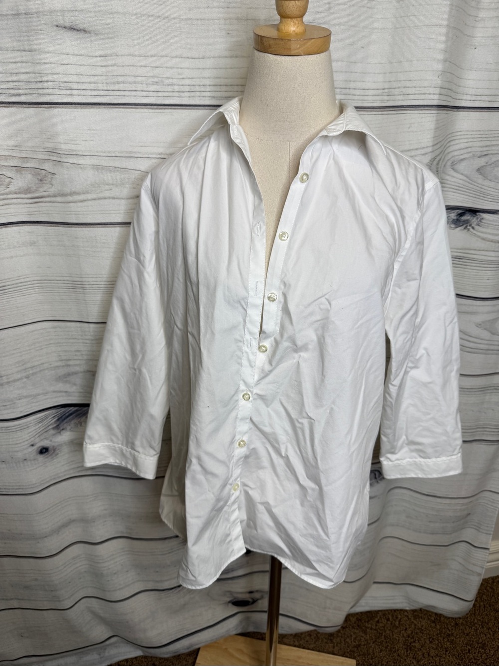 Lands' End White Women's Button-Down Shirt